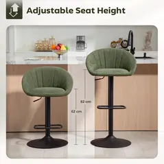 HOMCOM Set of Two Relaxed Tub Bar Stools - Dark Green - 4