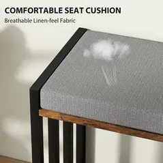 HOMCOM Shoe Storage with Seat, Upholstered Entryway Bench, Shoe Bench with 3 Open Shelves for Hallway, Rustic Brown - 5