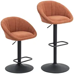 HOMCOM Set of Two Relaxed Tub Bar Stools - Orange - 1