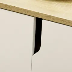 HOMCOM Shoe Storage with Double Doors and Open Shelves 13 Pair Shoe Storage Organizer for Entryway Hallway Natural and White - 8