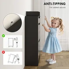 HOMCOM Shoe Storage Cabinet with Slide Out Drawer, 2 Flip Doors, Tempered Glass Top - Black - 7