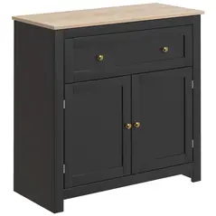HOMCOM Sideboard Storage Cabinet, Modern Kitchen Cupboard with Adjustable Shelf, Drawer and Double Doors, Black - 1
