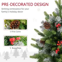 HOMCOM Set of Two 2ft Christmas Trees, with Lights, Berries and Pinecones - 5