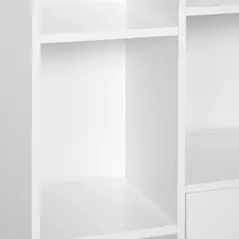 HOMCOM Sideboard Storage Cabinet Cupboard, Open Bookcase with 2 Doors 5 Compartments Wooden Modern Style for Living Room Bedroom Kitchen 80 x 23 x 123 cm, White - 8