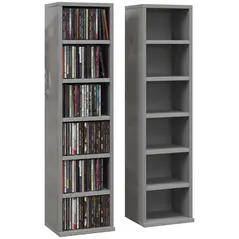 HOMCOM Set of Two 102 CD Storage Units - High Gloss Grey - 1