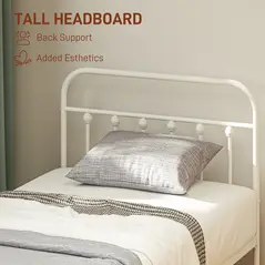 HOMCOM Single Minimalistic Metal Bed Frame - White - 4