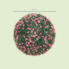 HOMCOM Set of Two Artificial Boxwood Balls Plants - Pink - 3
