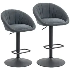 HOMCOM Set of Two Relaxed Tub Bar Stools - Dark Grey - 1