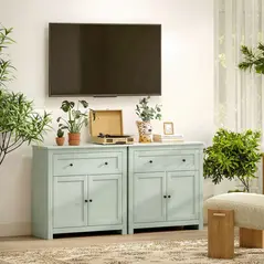 HOMCOM Sideboard Storage Cabinet, Modern Kitchen Cupboard with Adjustable Shelf, Drawer and Double Doors, Green - 8