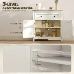 HOMCOM Sideboard Storage Cabinet, Modern Kitchen Cupboard with Adjustable Shelf, Drawer and Double Doors, Cream White - 5