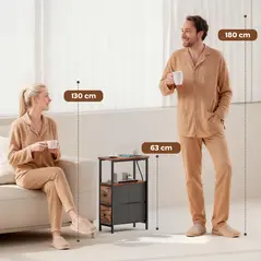 HOMCOM Side Table, Narrow Bedside Table with Charging Station, 2 Drawers, AC Outlet and 2 USB Ports for Living Room, Bedroom - 8