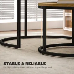 HOMCOM Set of Two Wood-Effect Stacking Tables - Brown - 6