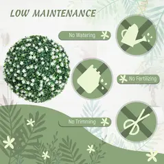 HOMCOM Set of Two Artificial Boxwood Balls Plants - White - 6