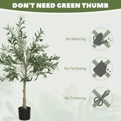 HOMCOM Set of Two Silk Leaf Artificial Olive Trees - 7