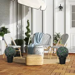 HOMCOM Set of Two Artificial Boxwood Balls Plants - Purple - 9