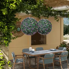 HOMCOM Set of Two Artificial Boxwood Balls Plants - Purple - 8