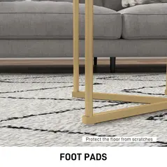 HOMCOM Set of Two Marble-Effect Nest of Tables - White/Gold-Tone - 6