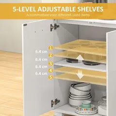 HOMCOM Sideboard, Modern Storage Cabinet with 2 Drawers, 3 Doors and Adjustable Shelves, Kitchen Cabinet, White - 5