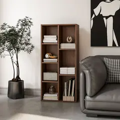HOMCOM Seven-Cube Bookcase - Walnut Wood Effect - 7