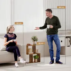 HOMCOM Side Table, Narrow End Table with Storage Shelves, S-Shaped, 3-Tier, 50W x 19.5D x 58H cm, Rustic Brown - 9