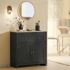 HOMCOM Sideboard Storage Cabinet, Modern Kitchen Cupboard with Adjustable Shelf, Drawer and Double Doors, Black - 9