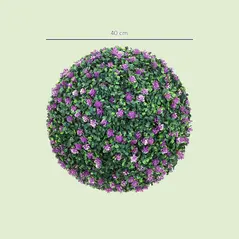 HOMCOM Set of Two Artificial Boxwood Balls Plants - Purple - 3