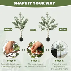 HOMCOM Set of Two Silk Leaf Artificial Olive Trees - 6