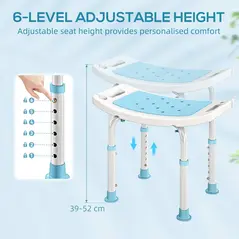 HOMCOM Shower Chair, Adjustable Height Shower Stool with Aluminium Frame and Non-Slip Feet, Bathtub Stool Seat for Elderly Disabled Handicap, Turquoise - 5