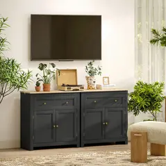 HOMCOM Sideboard Storage Cabinet, Modern Kitchen Cupboard with Adjustable Shelf, Drawer and Double Doors, Black - 8