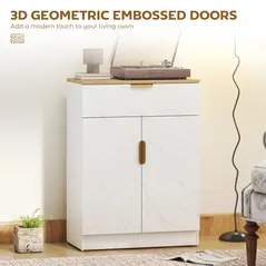 HOMCOM Sideboard Storage Cabinet, Modern Storage Cupboard with Drawer and Adjustable Shelf for Living Room, Kitchen, Dining Room, Entryway, White - 4