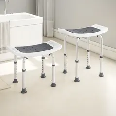 HOMCOM Shower Chair, Adjustable Height Shower Stool with Aluminium Frame and Non-Slip Feet, Bathtub Stool Seat for Elderly Disabled Handicap, Grey - 9