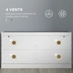 HOMCOM Shoe Storage with Seat, Upholstered Entryway Bench, Shoe Bench with 2 Flip Drawers and 4 Vents for 8 Pairs of Shoes - 8