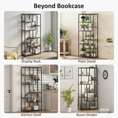 HOMCOM Seven-Tier Geometric Bookcase - Grey/Black - 6