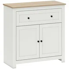HOMCOM Sideboard Storage Cabinet, Modern Kitchen Cupboard with Adjustable Shelf, Drawer and Double Doors, Cream White - 1