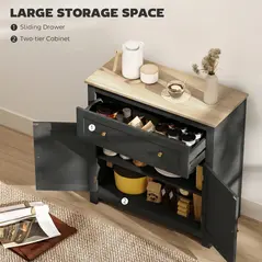 HOMCOM Sideboard Storage Cabinet, Modern Kitchen Cupboard with Adjustable Shelf, Drawer and Double Doors, Black - 4