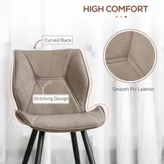 HOMCOM Set of 4 Contrast Stitched PU Leather Racing-Style Dining Chairs Accent Seat w/ Steel Legs Ergonomic Back Padding Home Living Room Brown - 5