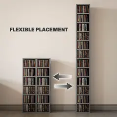 HOMCOM Set of Two 102 CD Storage Units - High Gloss Grey - 5