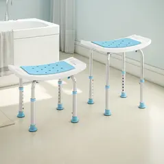 HOMCOM Shower Chair, Adjustable Height Shower Stool with Aluminium Frame and Non-Slip Feet, Bathtub Stool Seat for Elderly Disabled Handicap, Turquoise - 9