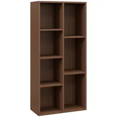 HOMCOM Seven-Cube Bookcase - Walnut Wood Effect - 1