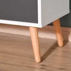 HOMCOM Sideboard Floor Cabinet Storage Cupboard with Drawer and Solid Wood Legs for Bedroom, Living Room, Entryway, Grey - 8