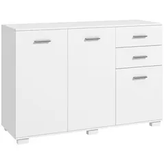 HOMCOM Sideboard, Modern Storage Cabinet with 2 Drawers, 3 Doors and Adjustable Shelves, Kitchen Cabinet, White - 1