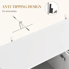 HOMCOM Sideboard Buffet Cabinet, Modern Kitchen Storage Cabinet with 4 Doors and Adjustable Shelves, White - 8