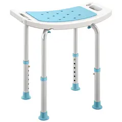 HOMCOM Shower Chair, Adjustable Height Shower Stool with Aluminium Frame and Non-Slip Feet, Bathtub Stool Seat for Elderly Disabled Handicap, Turquoise - 1