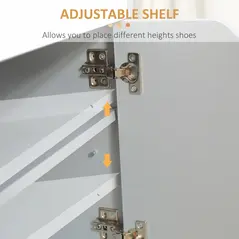 HOMCOM Shoe Bench with Cushion, Modern Storage Bench with Padded Seat, 2-tier Cabinet, Hidden Storage, Adjustable Shelf for Living Room and Entryway, Light Grey - 5