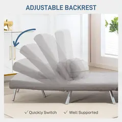 HOMCOM Single Snow Flannel Chair Bed - Grey - 5