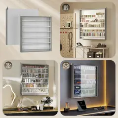 HOMCOM Six Shelf Display Cabinet, with Glass Doors - Graphite Wood Effect - 7