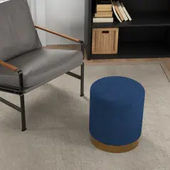 HOMCOM Soft Padded Corduroy Footstool - Dark Blue - 8