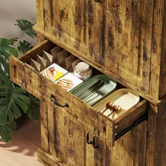 HOMCOM Tall Kitchen Cupboard, Kitchen Pantry Cabinet with Drawer, Shelves, Brown - 9