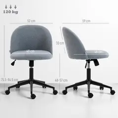 HOMCOM Teddy Fleece Office Chair with Wheels - Grey - 3