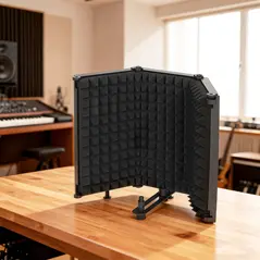 HOMCOM Studio Microphone Isolation Shield, Foldable Adjustable Recording Studio Equipment, 3-Panel High Density Absorbent Foam Shield with 3/8" Threaded Mount, Black - 9